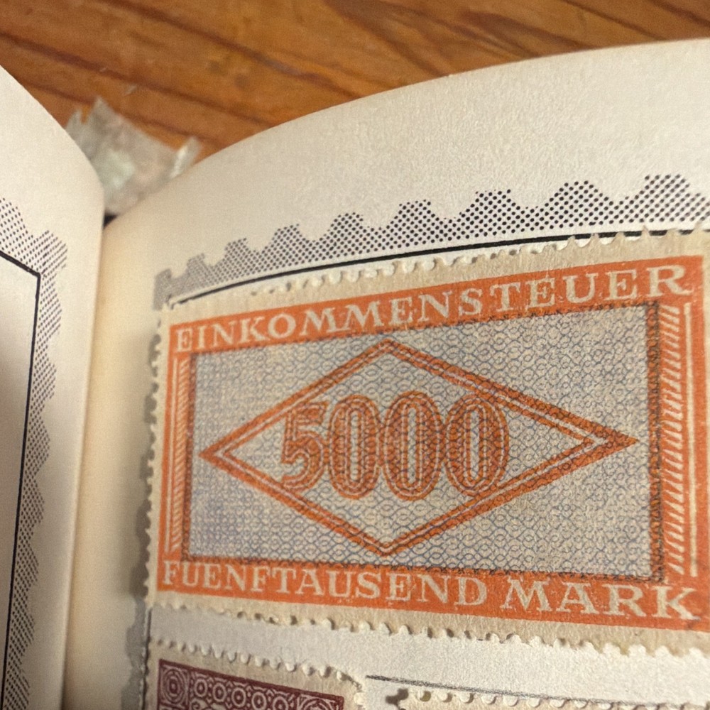 Germany Einkommensteuer 5000 Mark Revenue Stamp Orange Gray Uncertified