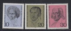 WEST GERMANY Ludwig van Beethoven, Georg Hegel & Friedrich Hölderlin MNH set