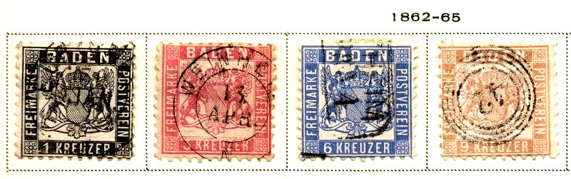 GERMANY BADEN SC# 19-23 USED, FREE SHIPPING IN USA