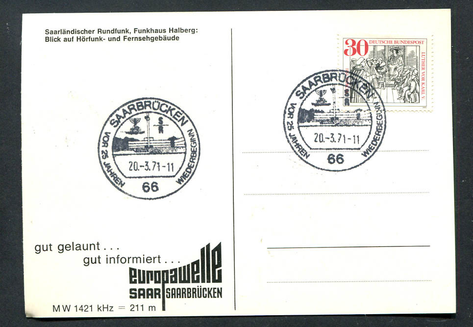 Germany – BRD : Card from 1971 – fancy cancels Saarbrücken – Europawelle – CTO