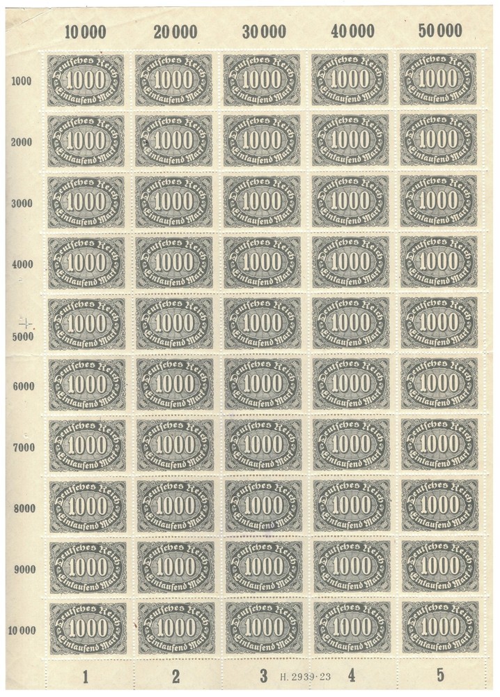 Germany Weimar Republic 1923 ☀ 1000 mark Mi.255 (5×10) ☀ MNH**