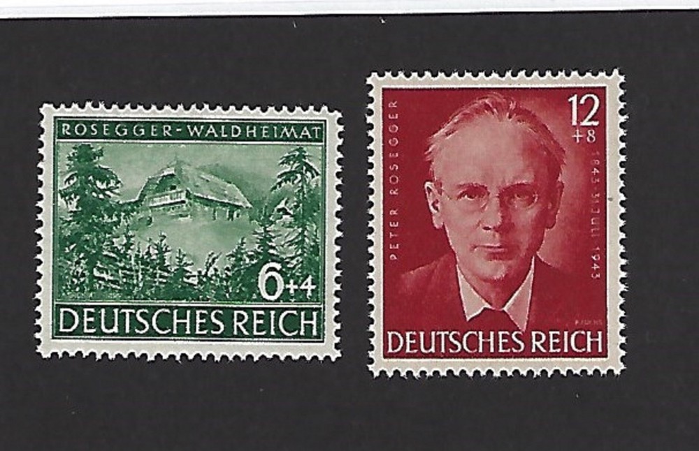 MNH Stamp set / Peter Rosegger (Poet) / 1943 Third Reich Issues / WWII Germany
