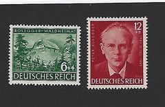 MNH Stamp set / Peter Rosegger (Poet) / 1943 Third Reich Issues / WWII Germany