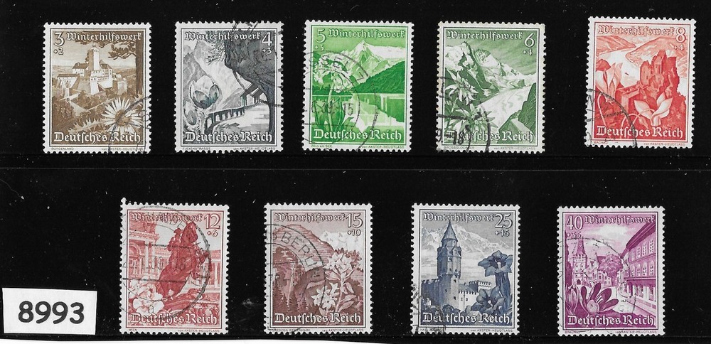 #8993 Stamp set ScB123 – B131 1938 Winter relief fund / Third Reich Germany