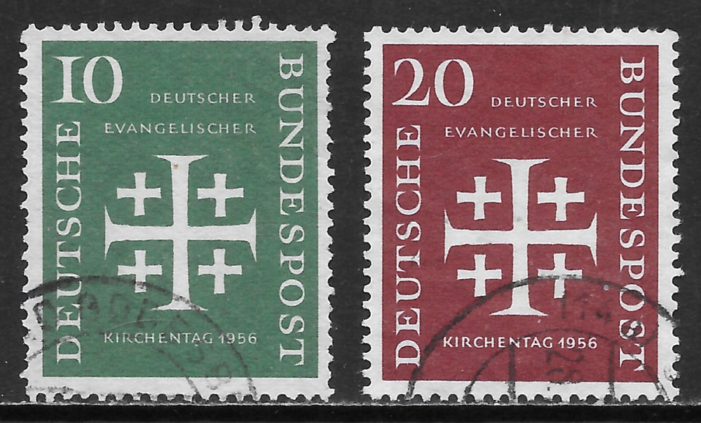 GERMANY SCOTT 744 – 755 USED SET – 1956 GERMAN PROTESTANT MEETING