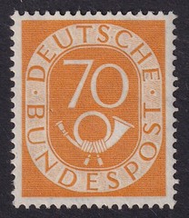 WEST GERMANY 1952 Posthorn 70pf Yellow SG 1058 MNH/** (CV £650)