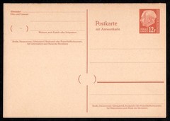 1957 Germany Saar Land postal stationery douple card 12 F unused