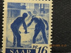 The listing is:(1)1947 Saarland Steel Workers Germany Stamp-LH-16p