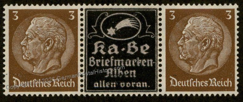 Germany Hindenburg Kabe Tag der Briefmarke Advertising Se-Tenant ZSD 88468