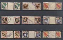 12252 Germany(Zone France), used stamps Nr:1×2,8×2, 6×2,3×2,4×2,7×2,9×2,10×2