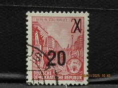 The listing:(1)1954 East Germany Berlin Stalinalle 24 overprint 20 Pfg Stamp-LH