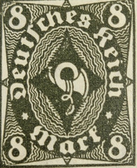 GERMANY ~ Deutrches Reich ~ Green Stamp 8 Mark ~ Posted ~ c.1922 ~ B195