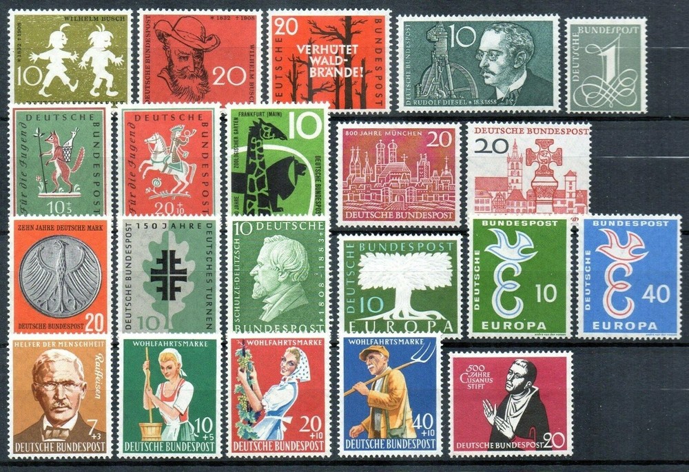 WEST GERMANY FRG 1958 MNH COMPLETE collection genuine year set all stamps yearse