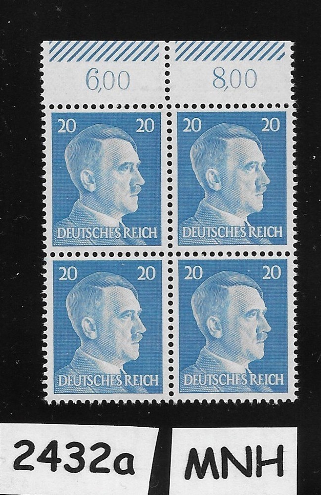 MNH stamp block 1941 Adolf Hitler PF20 Sc 516 Third Reich era Germany #2432a