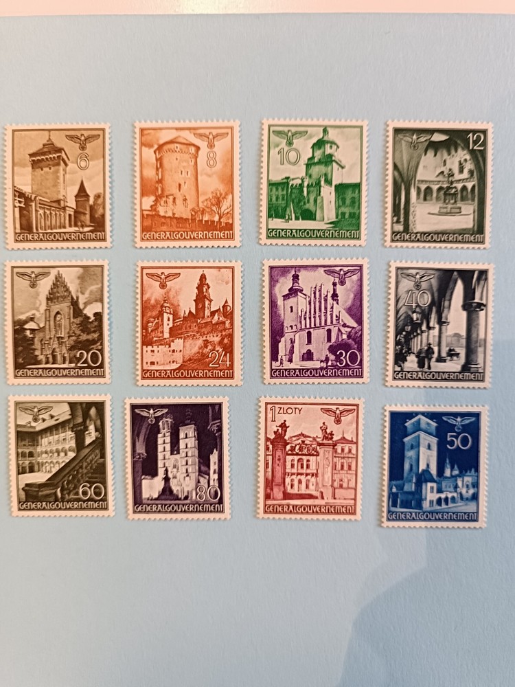 German stamps general gouvernement poland Mi. 40-51 postfrisch ,bauwerke