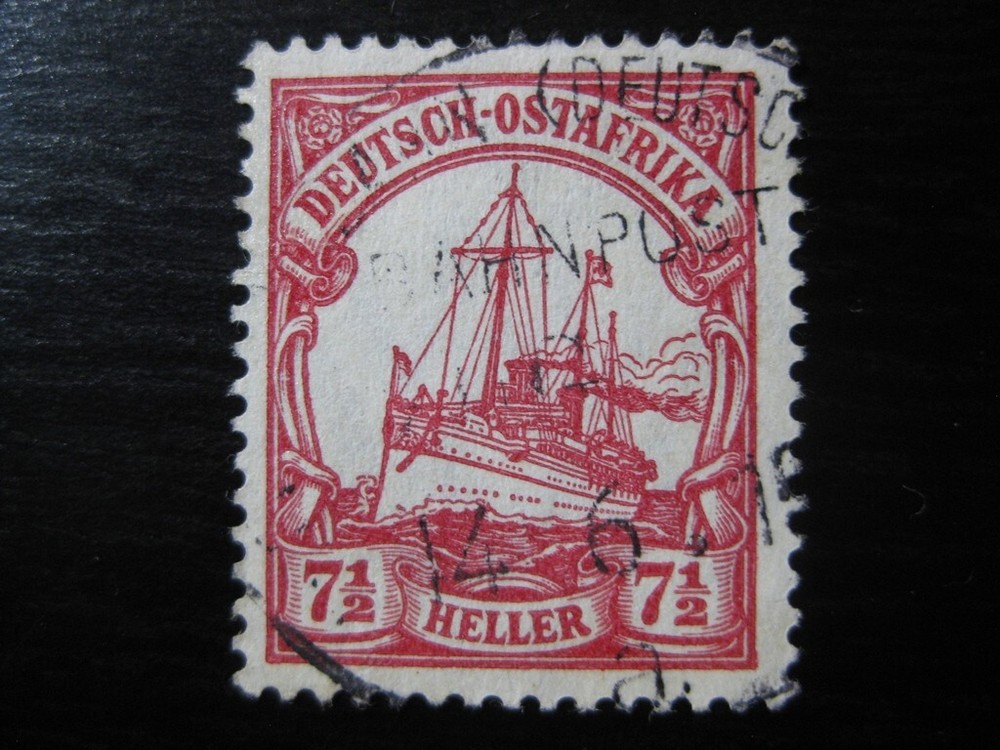 EAST AFRICA GERMAN COLONY Mi. #32 used Kaiser Yacht stamp w/ Bahnpost cancel!
