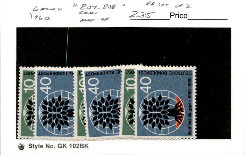 Germany, Postage Stamp, #807-808 Mint NH Lot, 1959 World Refuge (AE)