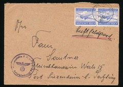 German WWII 1943 Luftfeldpost Cover Pair Airplane Stamps Military Feldpost