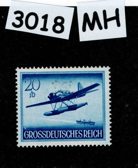 MH stamp B266 WWII 1944 Germany Third Reich Military Navy patrol seaplane #3018
