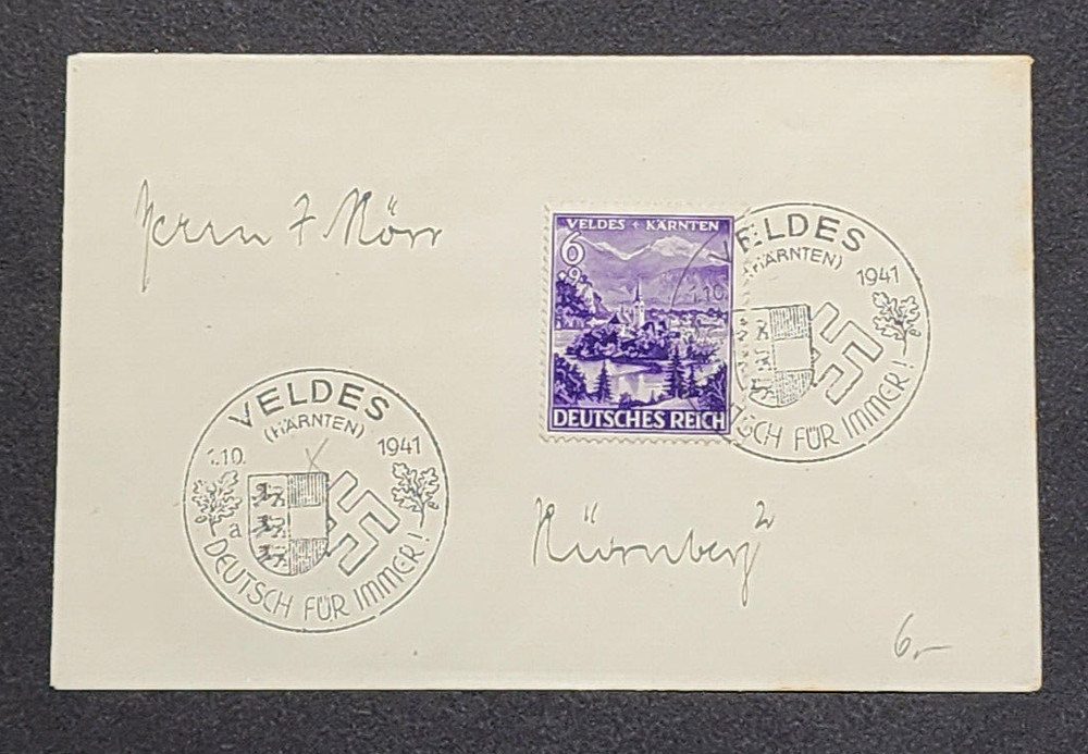 WWI1 WW2 Nazi German Third Reich Germany Postal cover Special cancel VELDES 1941