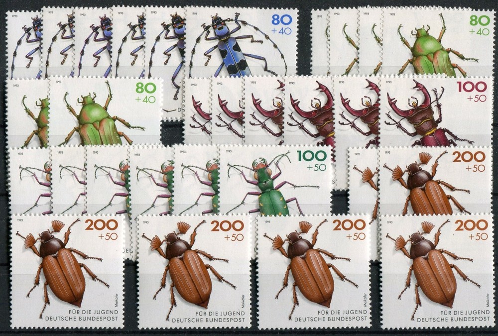 6x Set Michel 1666-1670 MNH Postfresh Insects Beetle 1995 Fauna Collection