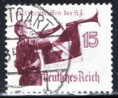 Germany Stamp Scott #464, 15pf, Bugler of Hitler Youth Movement, Used SCV$3.00