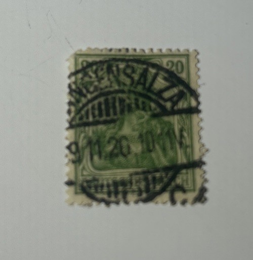 Stamp Germany Reich Germania 20 Pfennig 1920 Infla Mi. Nr. 143 b [🇩🇪36523]