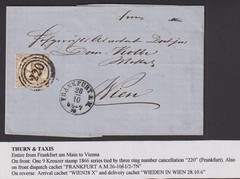 Thurn&Taxis 1866? 9KR folded cover Frankfurt to Vienna / WIEDEN IN WIEN