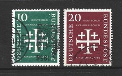 GERMANY – 1956 – PROTESTANT SYNOD ISSUE – Scott # 744-745 – SET OF 2 – USED