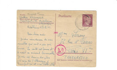 GERMANY Post Card sent from Frankfurt to France – corner creases; small tears