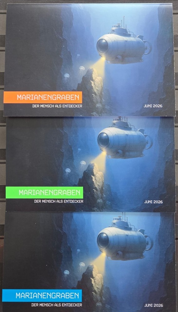 Germany 2026 Humans as Explorers Mariana Trench Three Diff Colors Booklet MNH RR