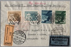 1932 Graf Zeppelin LZ 127 Austria to South American Flight Air Mail Cover S. 171