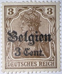 Travelstamps: Germany Offices in Belgium Stamps, 3c on 3pf OP Mint MOGH Wmk