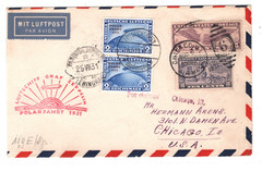 GRAF ZEPPELIN Air 2m POLARFAHRT Pair 1931 Cover USA Rare *MIXED FRANKING* KZ12