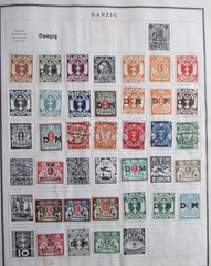 53 STAMPS 1800’s to 1930 – 28 DANZIG GERMAN & 25 DENMARK FROM STAMP ALBUM