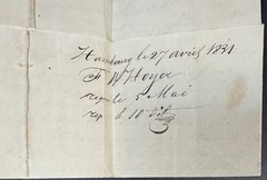 Germany, 1831 Stampless Cover/2 Page Folded Letter, from Hamburg to Bordeaux