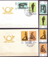 GERMANY (DDR) – 1976 „State Museums Berlin: Bronze Sculptures“ 3 FDC’s & MNH Set