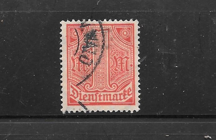 GERMANY GERMAN O10 1920 1 MARK NUMERAL VG USED OLD CLASSIC OFFICIAL STAMP