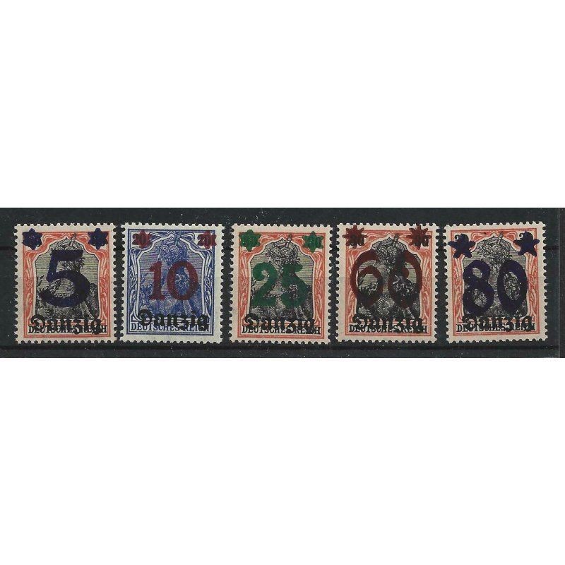 Gdansk 1920 Mi. No. 16-20 *