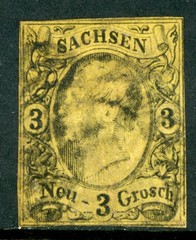 Germany States 1855 Saxony 3 ngr Black/Yellow Scott #12 VFU L47