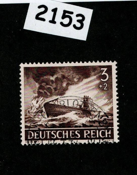 Used stamp B218 1943 U-Boat Kriegsmarine Navy WWII Germany #2153