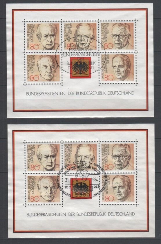 GER 1384S [1384] German Presidents Souvenir Sheet (USED) WITH SHOW CANCELLATIONS