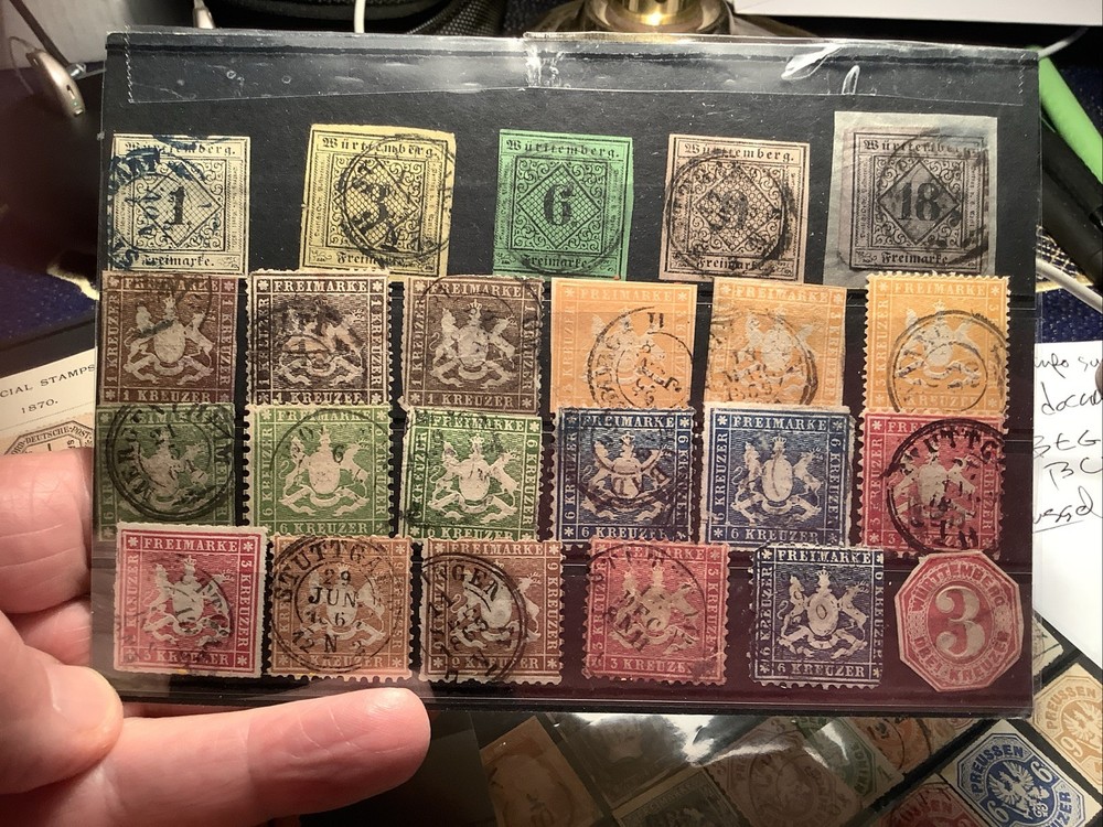 WURTTEMBERG, WERTEMBERG CLASSICS. 1851-1865 German States lot of 23 Stamps