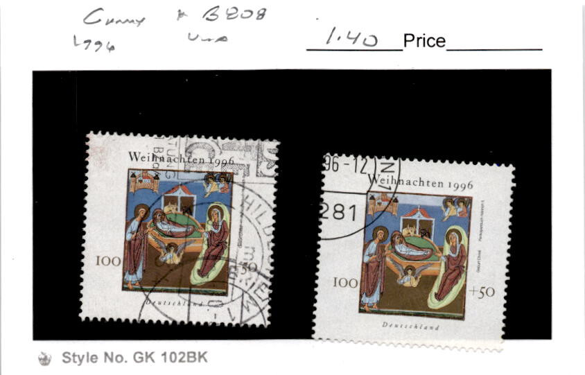 Germany, Postage Stamp, #B808 (2 Ea) Used, 1996 Christmas (AC)