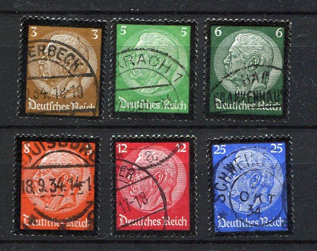 German Reich : Hindenburg memorial set from 1934 – used
