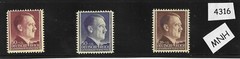 #4316 MNH Stamp set ScB12-B14 Adolf Hitler Thick paper 1942 Poland Occupation