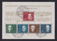WEST GERMANY 1959 Beethoven Miniature Sheet SG MS1233a Used (CV £65)