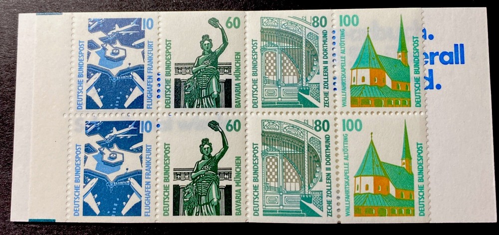 Germany #1530a Complete Booklet Pane with Cover and 8 Stamps of Sites MNH XF