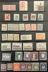 MINT GERMANY STAMPS LOT IN 2-SIDED STOCK PAGE, INFLATION, PAIRS, STRIPS, OVPTS