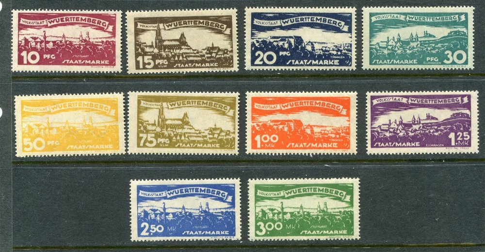 Germany Wurttemberg #O166-175 View of Stuttgart Complete Set [Mint Never Hinged]